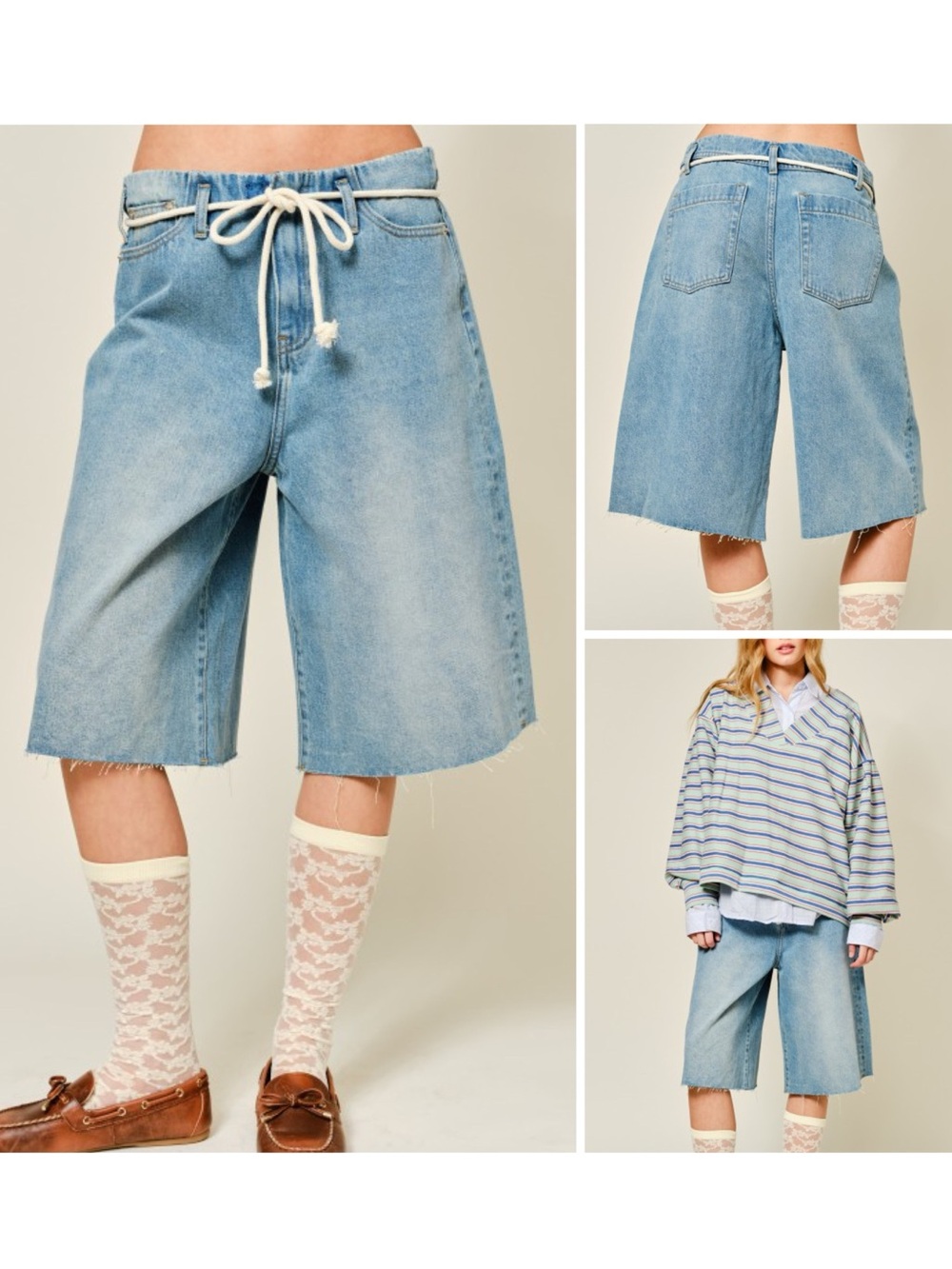 Light Blue Denim Bermuda Shorts